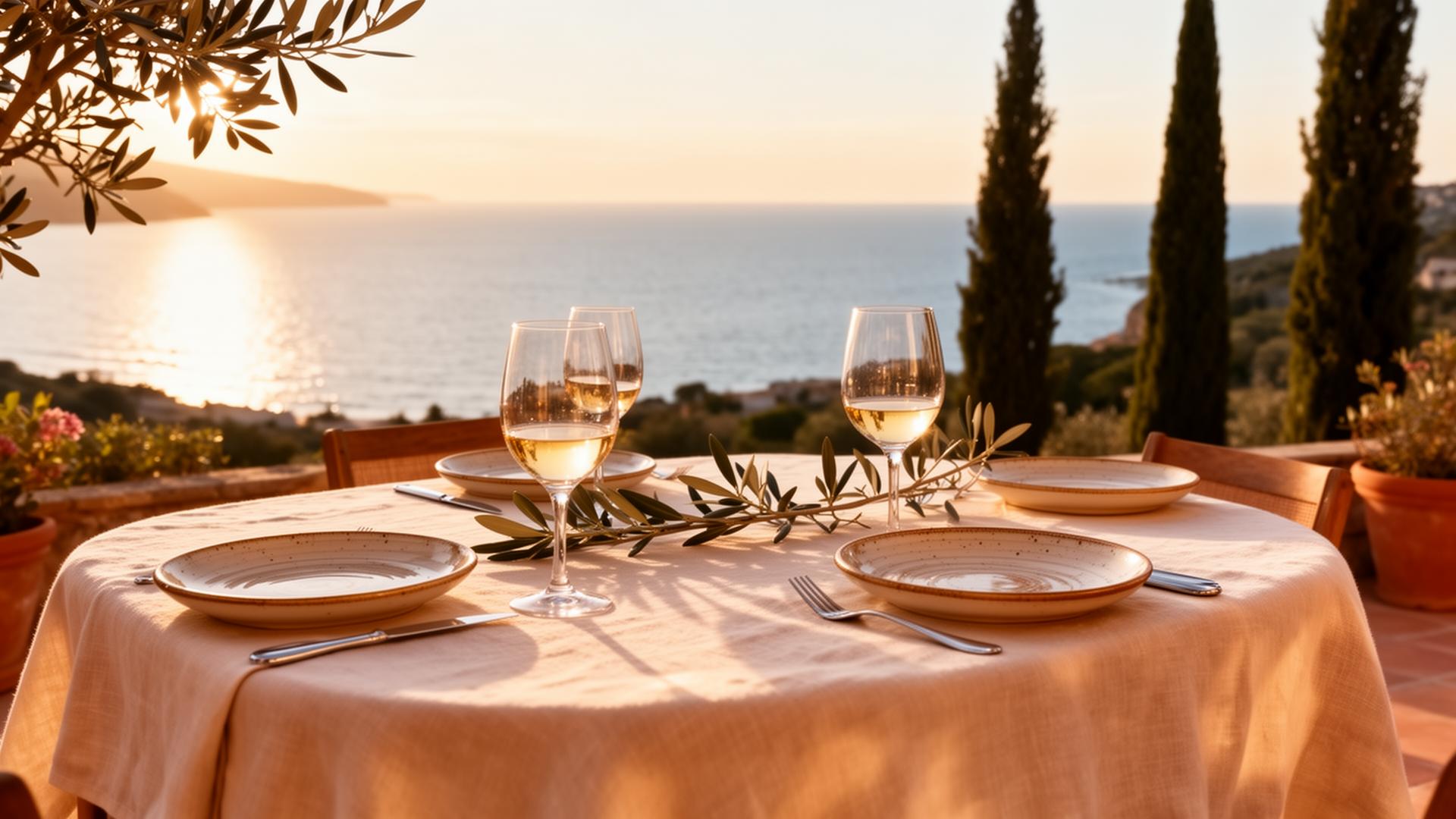 Table dressée face à la Méditerranée en Provence